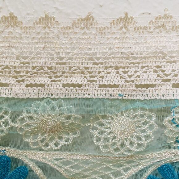 Lace Floral Embroidered Blue Accent Table Runner - Picture 5 of 6